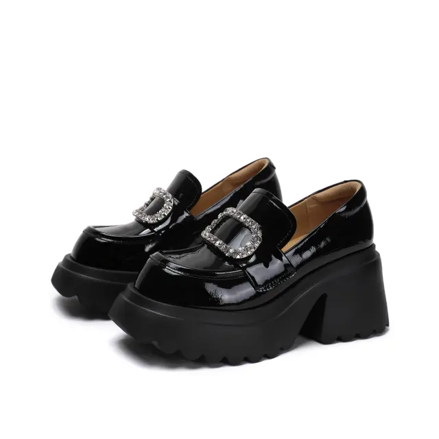Crystal-Buckle Rhinestone Loafers
