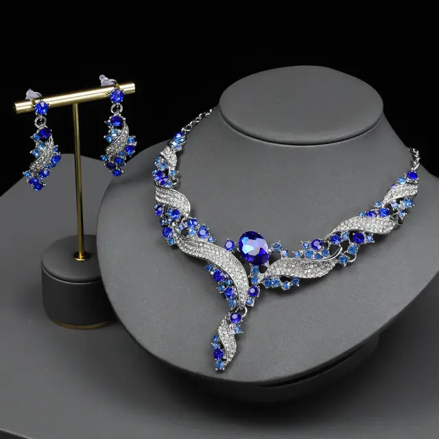 Gold-Plated Bridal Jewellery Set – Necklace & Earrings – view 6