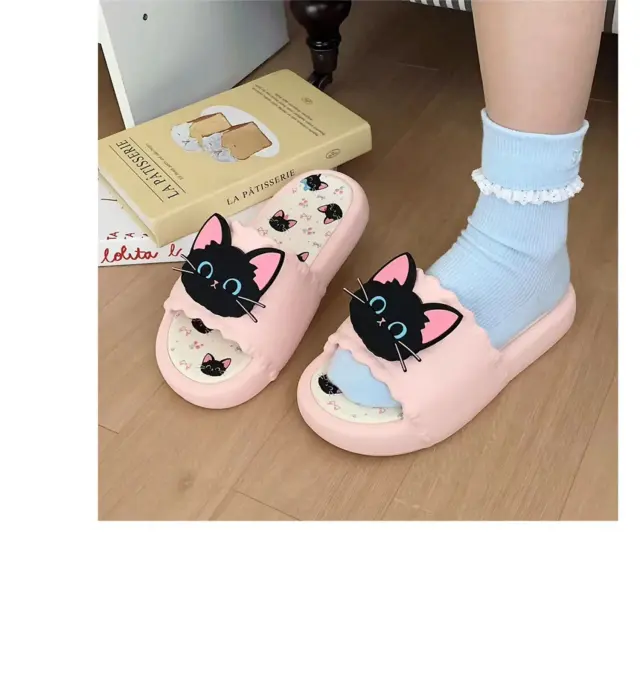 Cute Cat Thick-Sole Slides – view 2