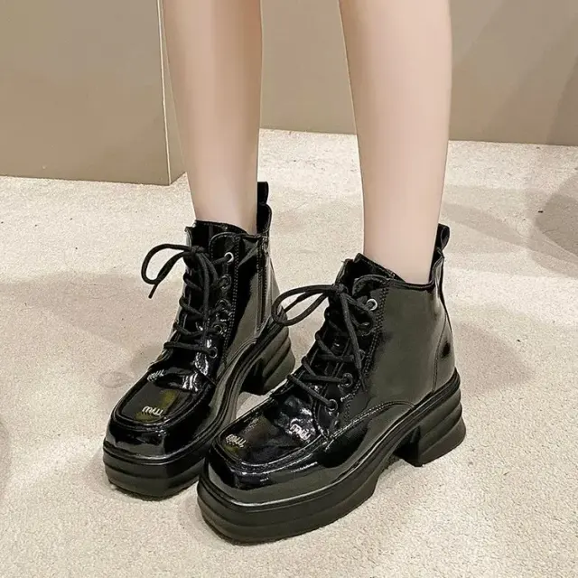 Black Thick-Sole Leather Casual Shoes – view 5