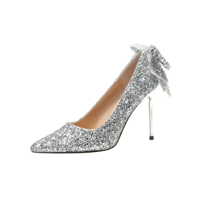 Silver Sequin Crystal Bridal Pumps – view 5