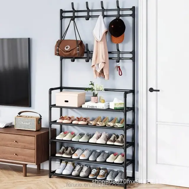 Shoe Rack With Hanging Coat Rack