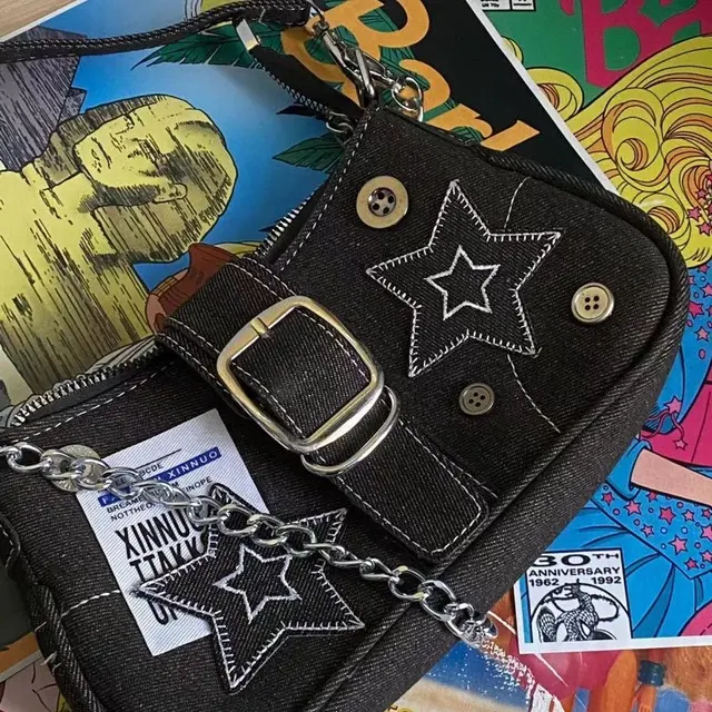 Y2K Star Patchwork Denim Shoulder Bag – view 2
