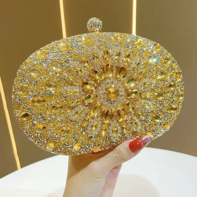 Sunflower Rhinestone Evening Crossbody Bag