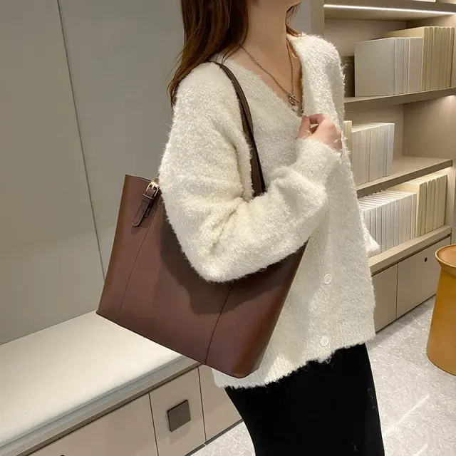 Vintage Leather-Look Large Tote – view 3