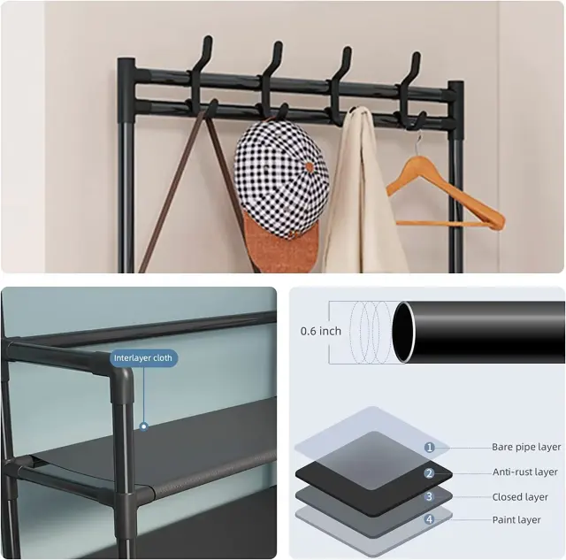 Shoe Rack With Hanging Coat Rack – view 5