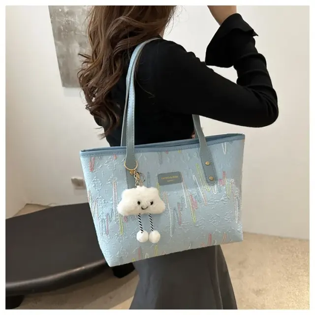 Large Zip Shoulder Tote with Pendant – view 3