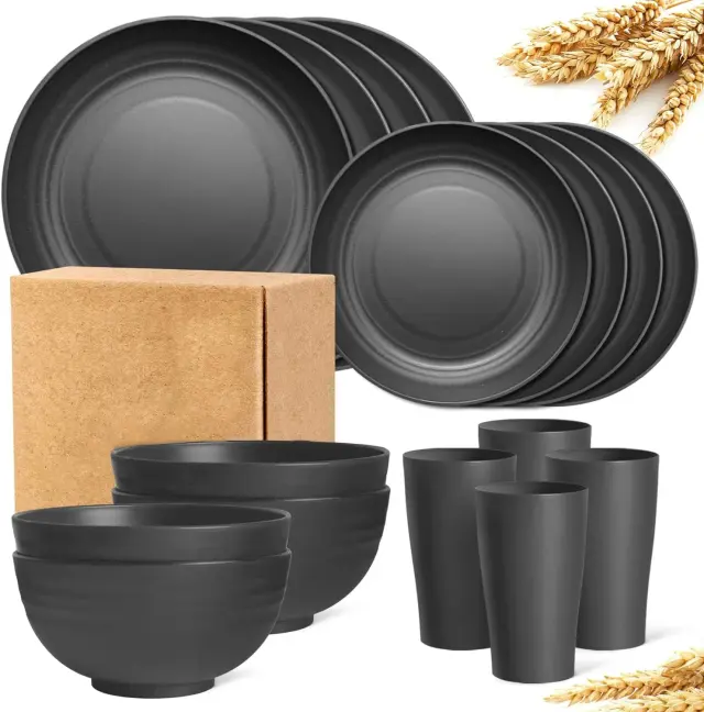 16-Piece Wheat Straw Dinnerware Set (Service for 4)