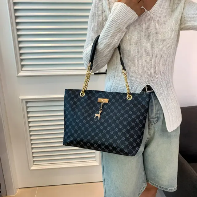Retro Letter-Print Large Tote Bag – view 4