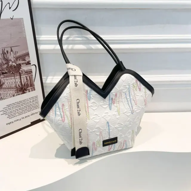 Striped Embroidered Large Tote Bag – view 2