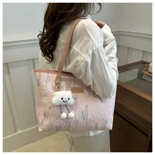 Large Zip Shoulder Tote with Pendant – view 4