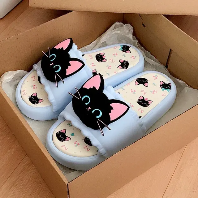 Cute Cat Thick-Sole Slides – view 4
