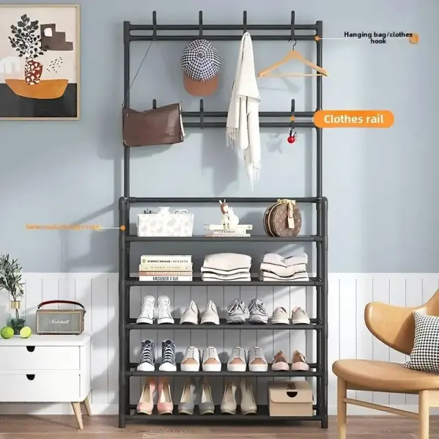 Shoe Rack With Hanging Coat Rack – view 3