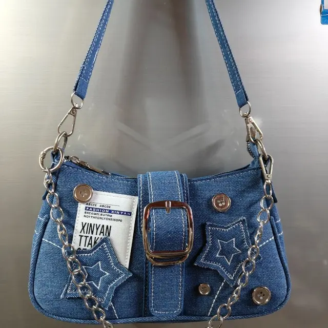 Y2K Star Patchwork Denim Shoulder Bag