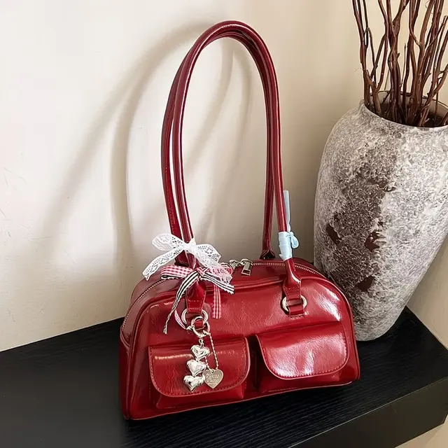 Coquette Glossy Cherry Pocket Shoulder Bag