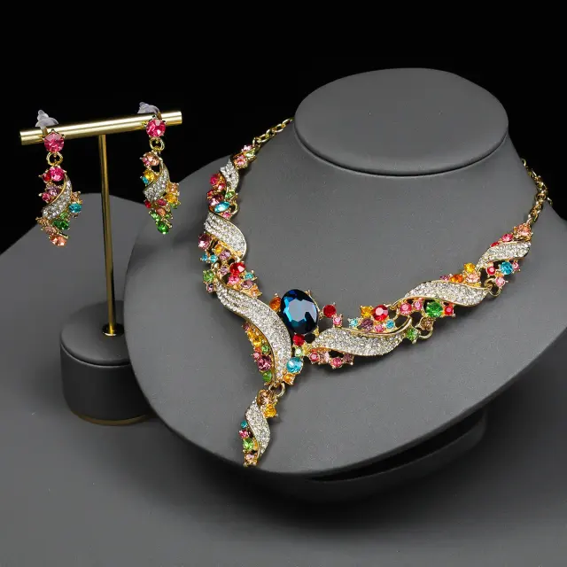 Gold-Plated Bridal Jewellery Set – Necklace & Earrings