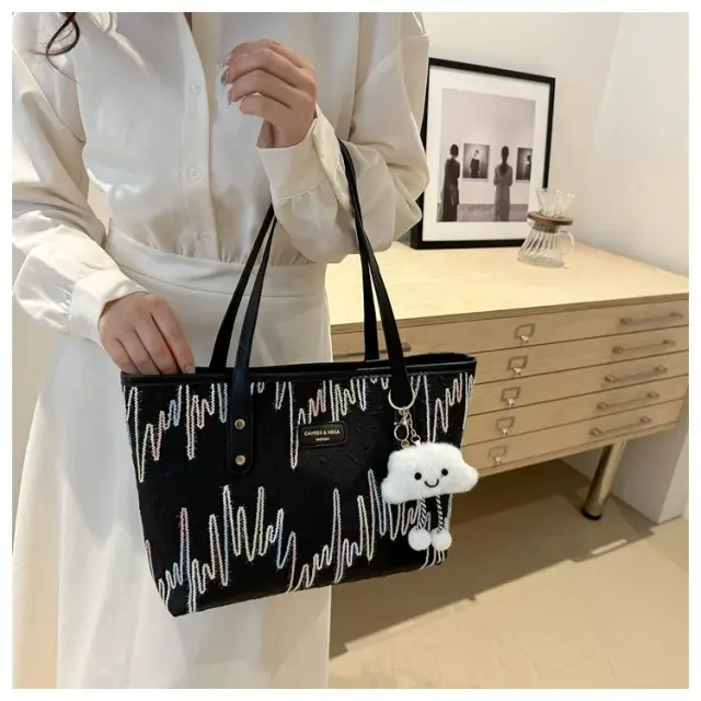 Large Zip Shoulder Tote with Pendant – view 5