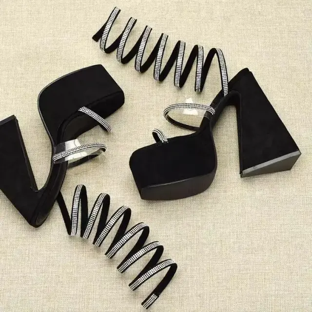 Snake-Wrap Triangle-Heel Sandals – view 5