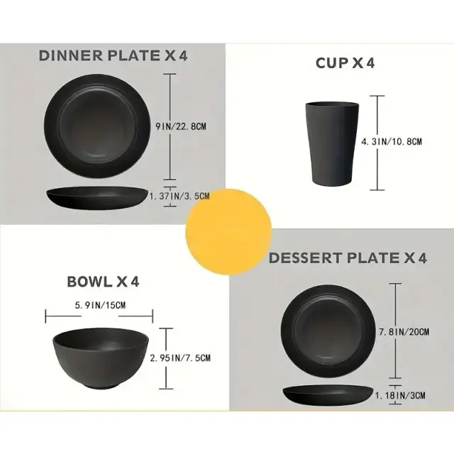 16-Piece Wheat Straw Dinnerware Set (Service for 4) – view 4