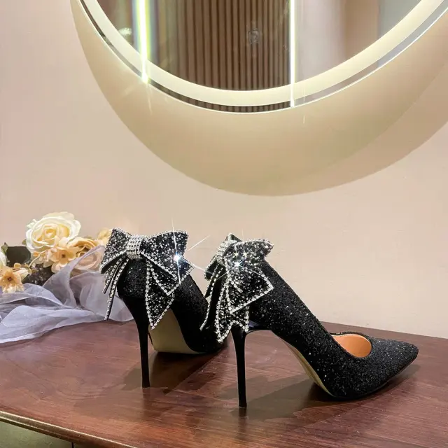 Silver Sequin Crystal Bridal Pumps – view 4